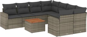 vidaXL 9 részes szürke polyrattan kerti ülőgarnitúra párnákkal