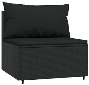 3 részes fekete polyrattan kerti ülőgarnitúra párnákkal