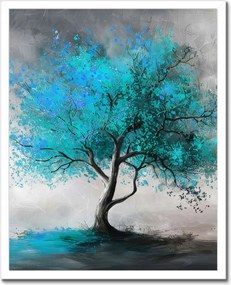 Poszter fehér keretben 40x50 Kék fa Modern Art