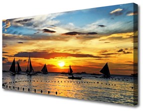 Canvas kép Tengeri hajók Sun Landscape 125x50 cm