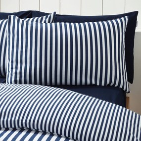 Sötétkék egyszemélyes flanel ágyneműhuzat 135x200 cm Stripe – Catherine Lansfield