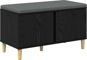 vidaXL Előtér pad Fekete Tölgy 80 x 38 x 46 cm Műanyag Fa és Szövet