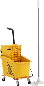 HOMCOM Tisztítókocsi 36 Literes Vödörrel és Presekkel, Háztartási Kocsi Moppa és Fogantyúval Épületek Tisztításához, Irodák Tisztításához Sárga | Aoso