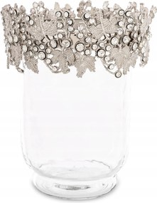 Gyertyatartó kehely Glamour retro ezüst stílusos üveg lakberendezés