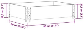 vidaXL fekete tömör fenyőfa kerti növénytartó 80 x 60 cm