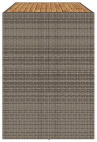 szürke polyrattan kerti bárasztal akácfa lappal 185x80x110 cm