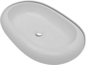 vidaXL Luxus Kerámia Mosdó Ovális Alakú Mosogató Fehér 63 x 42 cm