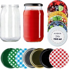 24x Üveg Tároló 760ml Méz Uborka Fedél FI82