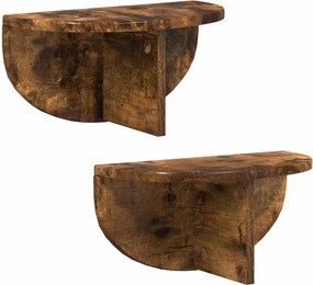 vidaXL Falpolc 2 pcs Füstölt tölgy 38 x 19 x 19 cm Faanyag