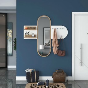 Fali akasztó tükörrel Pomi White and Walnut