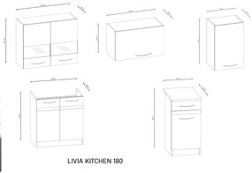 Konyhagarnitúra 180 cm. Sötét Sonoma / Világos Sonoma Színben. LIVIA