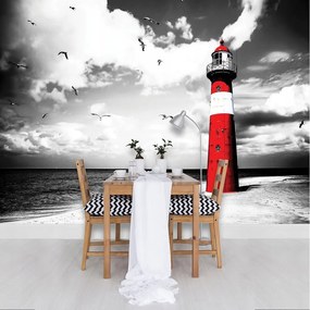 Fotótapéta Világítótorony Fekete-fehér nyugalom kontrasztok 208x146 +ragasztó