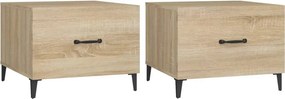 vidaXL 2 db sonoma tölgy színű dohányzóasztal fémlábakkal 50x50x40 cm