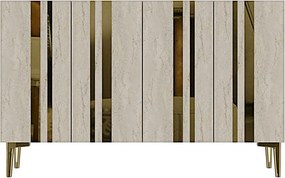 Mia 120 - White, Travertine, Gold
