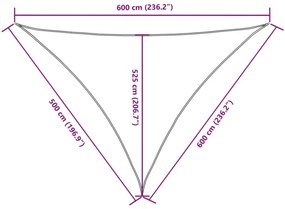 sötétzöld háromszög alakú oxford szövet napvitorla 5x6x6 m