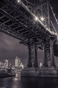 Poszter 20x30cm Manhattan híd a Keleti folyó felett alkonyatkor 2, Assaf Fran