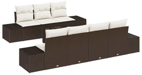 vidaXL Kerti Kanapé Szett párnával 8 pcs Barna polirattan