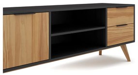 Fekete-natúr színű borovi fenyő TV-állvány 180x53 cm Lavis – Marckeric