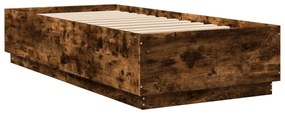 füstös tölgy színű szerelt fa ágykeret LED-del 100 x 200 cm