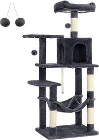 Macska kaparófa, többszintes macskatorony, szürke 55x45x143cm