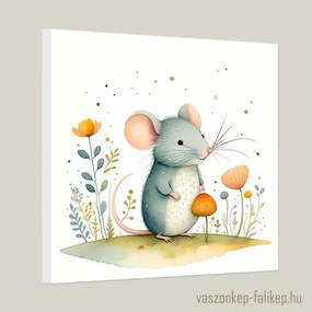 Aranyos egérke akvarell – bájos prémium falikép gyerekszobába 40x40cm