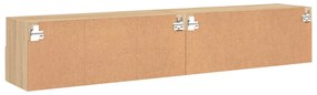 2 db sonoma tölgy színű szerelt fa fali TV-szekrény 80x30x30 cm