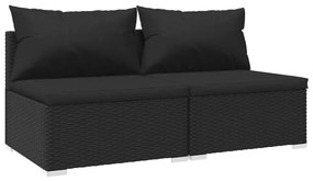 2 részes fekete polyrattan kerti ülőgarnitúra párnákkal