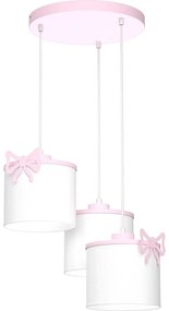 Gyerek csillár zsinóron SWEET 3xE27/15W/230V fehér/rózsaszín/pillangó