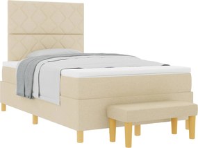 vidaXL Boxrugós ágy matracmal fejtámlával Krém 120 x 200 cm szövet