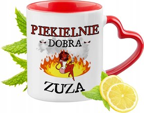 Zsuzsa Piros Bögre Szív Alakú Füllel Ajándék