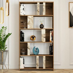 Lime White Marbel és Walnut könyvespolc