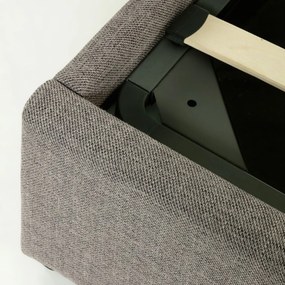 Szürke kárpitozott ágyneműtartós franciaágy ágyráccsal 180x200 cm Nahiri – Kave Home