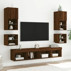 barna tölgy színű fali TV-szekrény LED-ekkel 30 x 28,5 x 30 cm