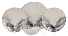 24 részes étkészlet fehér/fekete/porcelán