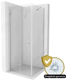 Porto 90x90 cm szögletes összecsukható nyílóajtós zuhanykabin 6 mm vastag vízlepergető biztonsági üveggel, króm