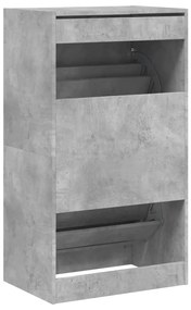 betonszürke cipőszekrény 2 kihajtható fiókkal 60 x 42 x 108 cm