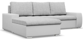 Toronto sarokkanapé, 2 ágyneműtartóval, fonott + műbőr, baloldali, szürke - fehér