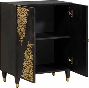 vidaXL Széf Fekete 60 x 33 x 75 cm Tömör Mangófát