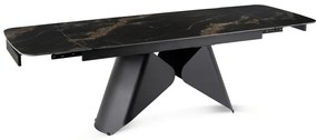 Bővíthető Kerámia Étkezőasztal Fekete Márvány/Fekete Színben. VERONA 160–240 cm