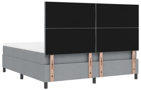 rugós ágy matraccal és LED világítással, világosszürke, 180x200 cm