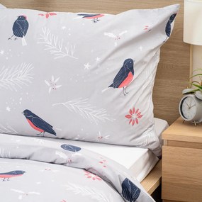 4Home Winter Robin pamut ágyneműhuzat, 140 x 200 cm, 70 x 90 cm