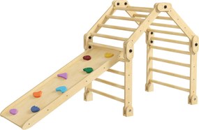 AIYAPLAY 3 az 1-ben Összecsukható Mászókeret 18-48 hónapos gyerekeknek Csúszdával vagy Mászó Rámpával 175x70x89 cm Többszínű | Aosom