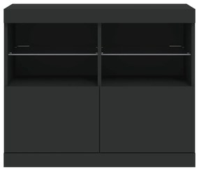 fekete tálalószekrény LED-világítással 81 x 37 x 67 cm