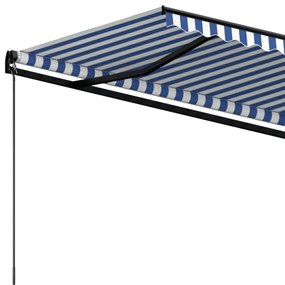 kék és fehér kézzel kihúzható napellenző 500 x 350 cm