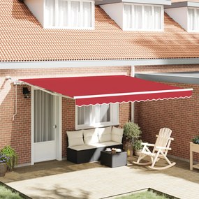 automatikus behúzható napellenző LED-del Piros 400x350 cm