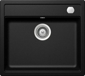 Schock Mono N-100 konyhai mosogatótálca Cristadur Magma 570 x 510 mm lefolyó távműködtetővel, gránit, hagyományos beépítés, metalizált fekete