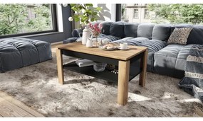 Átalakítható konferenciasztal emelhető lappal és polccal, ADEN tölgy/fekete