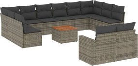 vidaXL 13 részes szürke polyrattan kerti ülőgarnitúra párnákkal