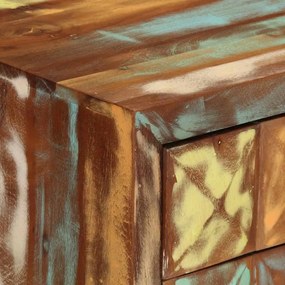 többszínű tömör újrahasznosított fa fiókos szekrény 70x35x70 cm