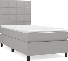 vidaXL világosszürke szövet rugós ágy matraccal 100 x 200 cm
